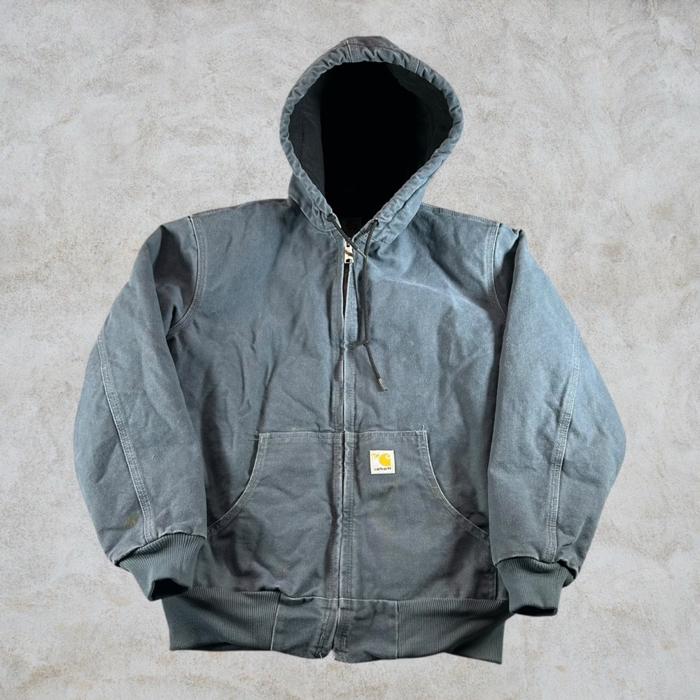 Carhartt Jacket Womens Medium Blue WJ130 STM Hooded Active Storm Jac Duck Canvas